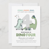 Dinosaur 4e uitnodiging van de Birthday Party (Voorkant)