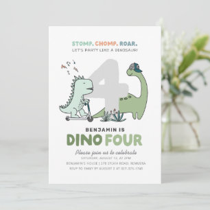 Dinosaur 4e uitnodiging van de Birthday Party