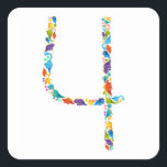 Dinosaur 4e verjaardag voor 4 jaar oud vierkant te vierkante sticker<br><div class="desc">Dinosaur 4e verjaardag voor vier jaar oude meisjes bootst het grappige Gift Square Sticker klassieke Collectie.</div>