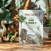 Dinosaur 4e verjaardagsfeest uitnodiging