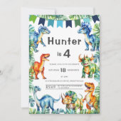 Dinosaur 4th Birthday Kaart (Voorkant)