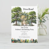 Dinosaur 4th Birthday Party for Boys Kaart (Staand voorkant)