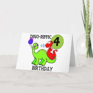 Dinosaur 4th Birthday Tshirts en Gifts Kaart