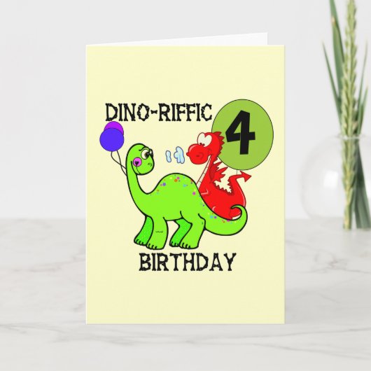 Dinosaur 4th Birthday Tshirts en Gifts Kaart (Voorkant)