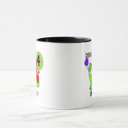 Dinosaur 4th Birthday Tshirts en Gifts Mok (Midden)