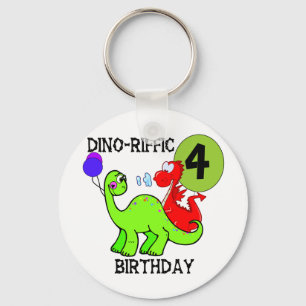 Dinosaur 4th Birthday Tshirts en Gifts Sleutelhanger