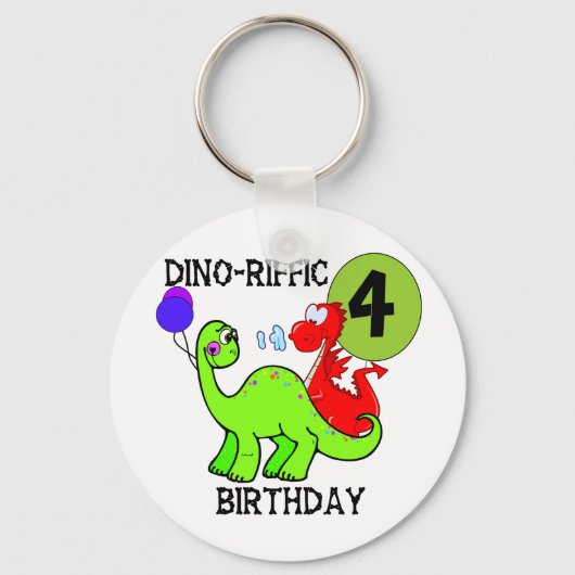 Dinosaur 4th Birthday Tshirts en Gifts Sleutelhanger (Voorkant)