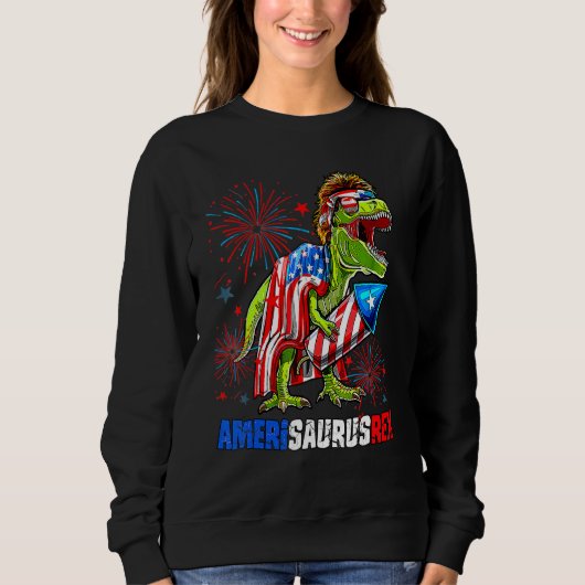 Dinosaur 4th Of July Amerisaurus Rex American Flag Trui (Voorkant)