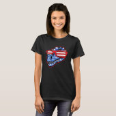 Dinosaur 4th of July Girls Women Rex T-shirt (Voorkant volledig)