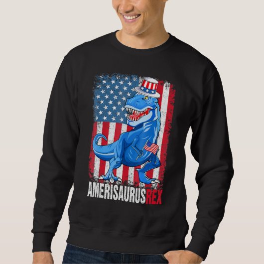Dinosaur 4th of July Kids Boys Men Amerisaurus Rex Trui (Voorkant)