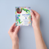 Dinosaur 5th Birthday Colorful Photo Budget Flyer (Hand)
