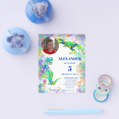 Dinosaur 5th Birthday Colorful Photo Budget Flyer (Enkel)