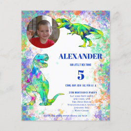 Dinosaur 5th Birthday Colorful Photo Budget Flyer