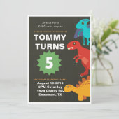 Dinosaur 5th Birthday Party Boy Kaart (Staand voorkant)