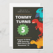 Dinosaur 5th Birthday Party Boy Kaart (Voorkant / Achterkant)