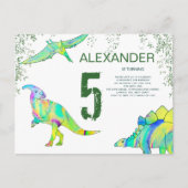 Dinosaur 5th Birthday Party Budget Uitnodiging Briefkaart (Voorkant)