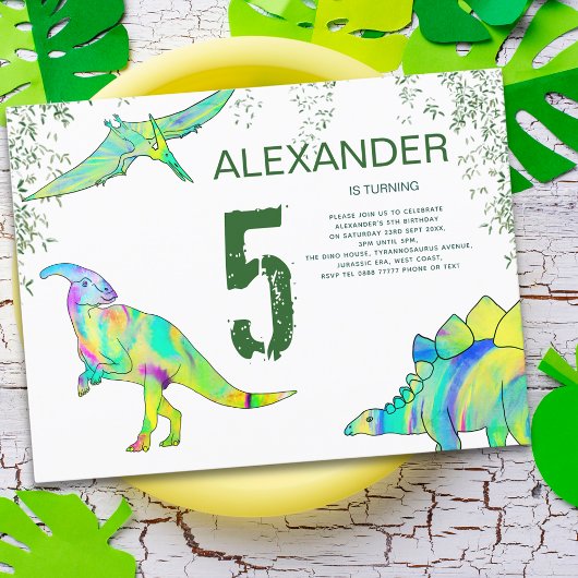 Dinosaur 5th Birthday Party Budget Uitnodiging Briefkaart