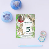 Dinosaur 5th Birthday Party - Fotobudget Flyer (Enkel)