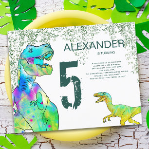 Dinosaur 5th Birthday Party Invitation