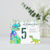 Dinosaur 5th Birthday Party Invitation (Staand voorkant)