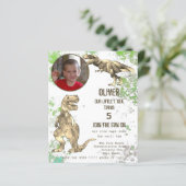 Dinosaur 5th Birthday Party T Rex boys Foto groen (Staand voorkant)