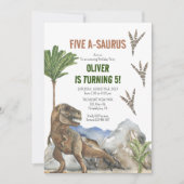 Dinosaur 5th Birthday Party uitnodiging (Voorkant)