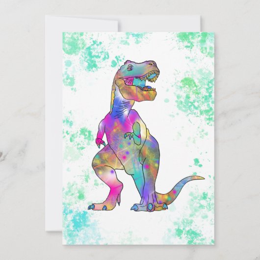 Dinosaur 5th Birthday Photo Invitation Kaart (Achterkant)