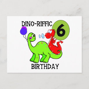 Dinosaur 6e verjaardag T-shirts en cadeautjes Briefkaart