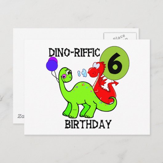 Dinosaur 6e verjaardag T-shirts en geschenken Briefkaart (Voorkant / Achterkant)