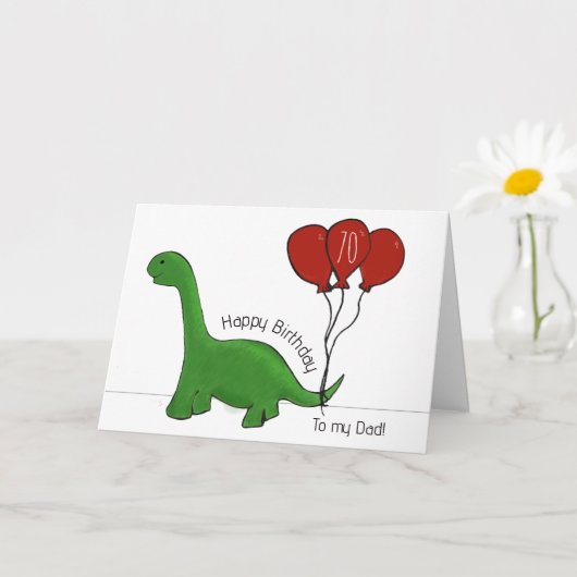 Dinosaur 70ste verjaardagskaart kaart (Kleine Plant)