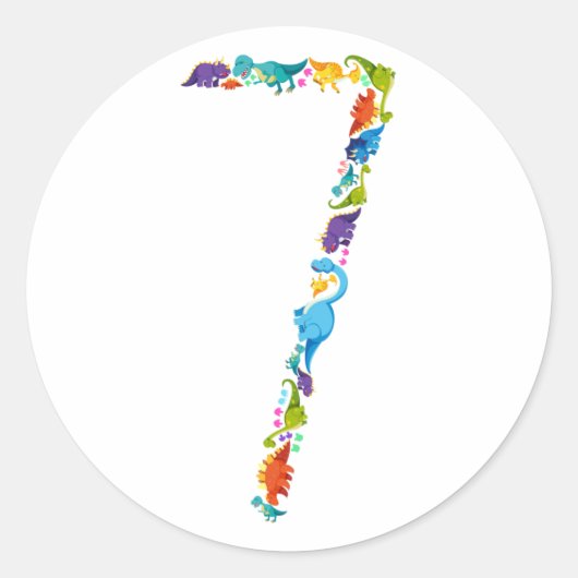 Dinosaur 7e verjaardag voor 7 jaar ronde sticker (Voorkant)