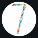 Dinosaur 7e verjaardag voor 7 jaar ronde sticker<br><div class="desc">Dinosaur 7th Birthday voor 7-jarige meisjes bootst Funny Gift Classic Round Sticker Classic Collectie.</div>
