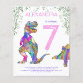 Dinosaur 7e Verjaardagsfeest Roze Budget (Voorkant)