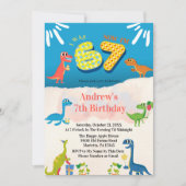 Dinosaur 7th Birthday Party I Was 6 Now I'm 7 Kaart (Voorkant)