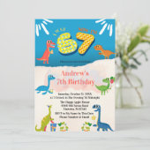 Dinosaur 7th Birthday Party I Was 6 Now I'm 7 Kaart (Staand voorkant)