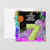 Dinosaur 7th Birthday Party Save The Date (Voorkant / Achterkant)