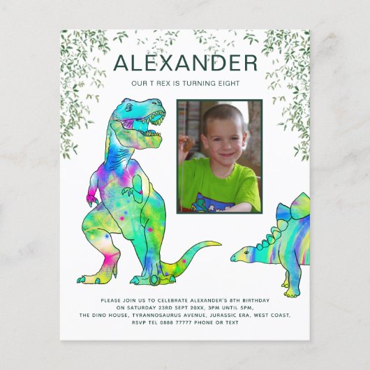 Dinosaur 8e Verjaardag Party Budget (Voorkant)