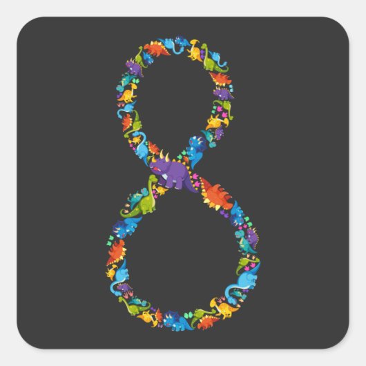 Dinosaur 8th Birthday for 8 Year Vierkante Sticker (Voorkant)