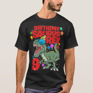 Dinosaur 9th Birthday T Rex 9 Year Old BIRTHDAYSAU T-shirt