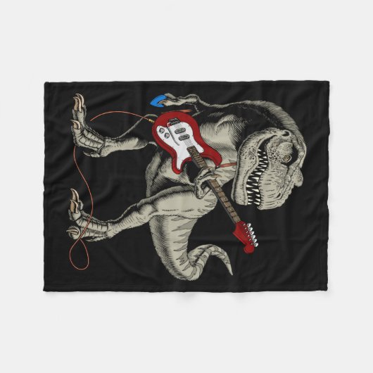 Dinosaur Acoustic Electric B Guitar Player  Fleece Deken (Voorkant (Horizontaal))