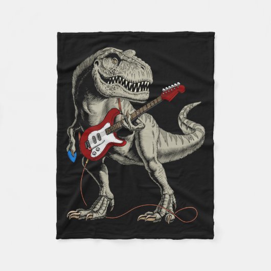 Dinosaur Acoustic Electric B Guitar Player  Fleece Deken (Voorkant)