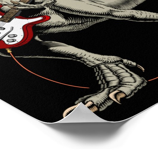 Dinosaur Acoustic Electric B Guitar Player  Poster (Hoek)