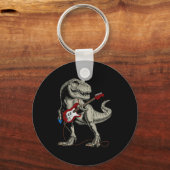 Dinosaur Acoustic Electric B Guitar Player Sleutelhanger (Voorkant)