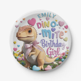 Dinosaur Adventure Girl Happy Birthday Papieren Bordje