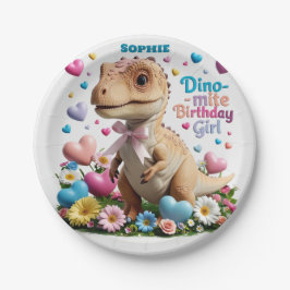 Dinosaur Adventure Girl Happy Birthday Papieren Bordje