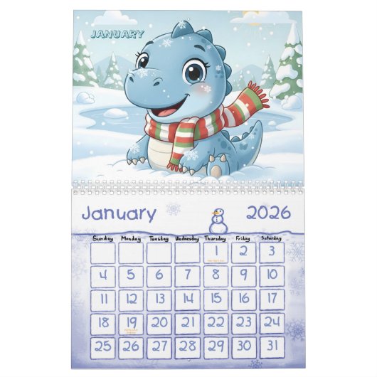 Dinosaur Adventure Personalized Kids Calendar 2026 Kalender (Jan 2026)