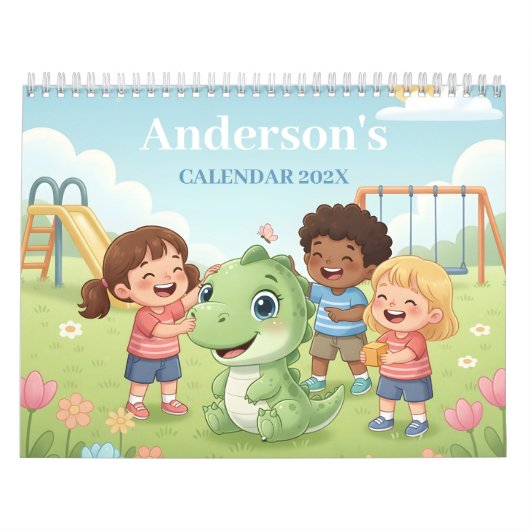 Dinosaur Adventure Personalized Kids Calendar 2026 Kalender (Hoes)