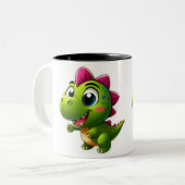 Dinosaur Adventure Sticker Tweekleurige Koffiemok (Voorkant links)