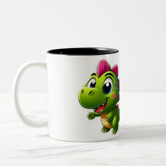 Dinosaur Adventure Sticker Tweekleurige Koffiemok (Links)