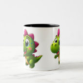 Dinosaur Adventure Sticker Tweekleurige Koffiemok (Center)